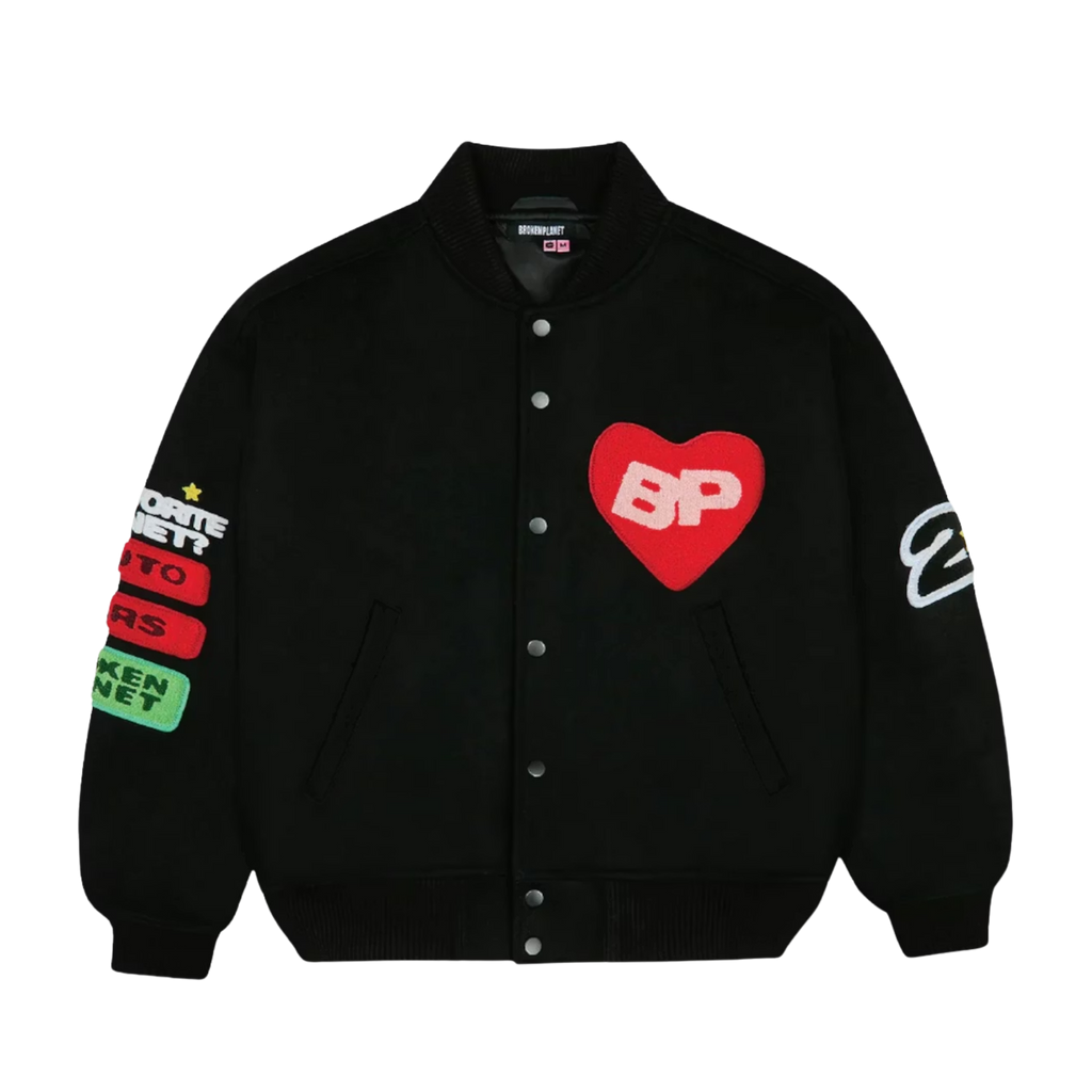 Broken Planet Luv My Planet Varsity Jacket Midnight Black