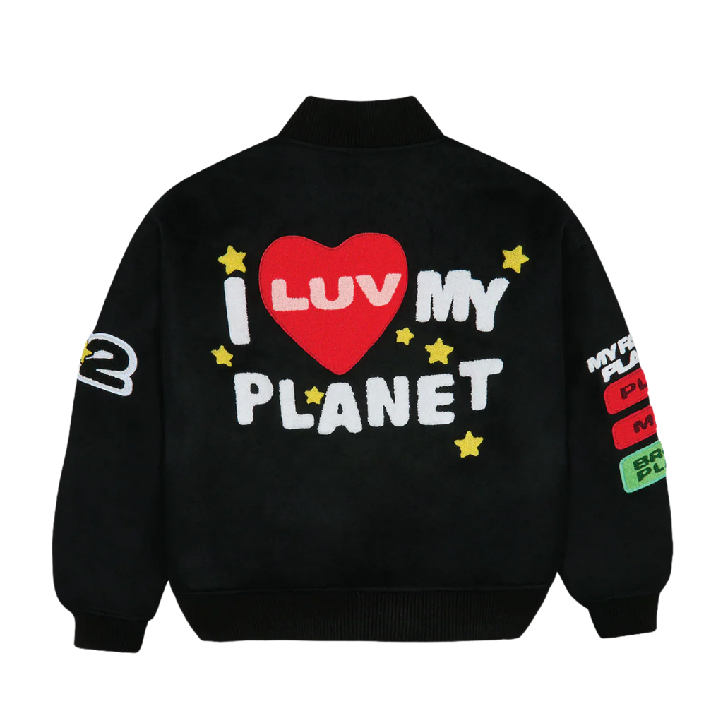 Broken Planet Luv My Planet Varsity Jacket Midnight Black