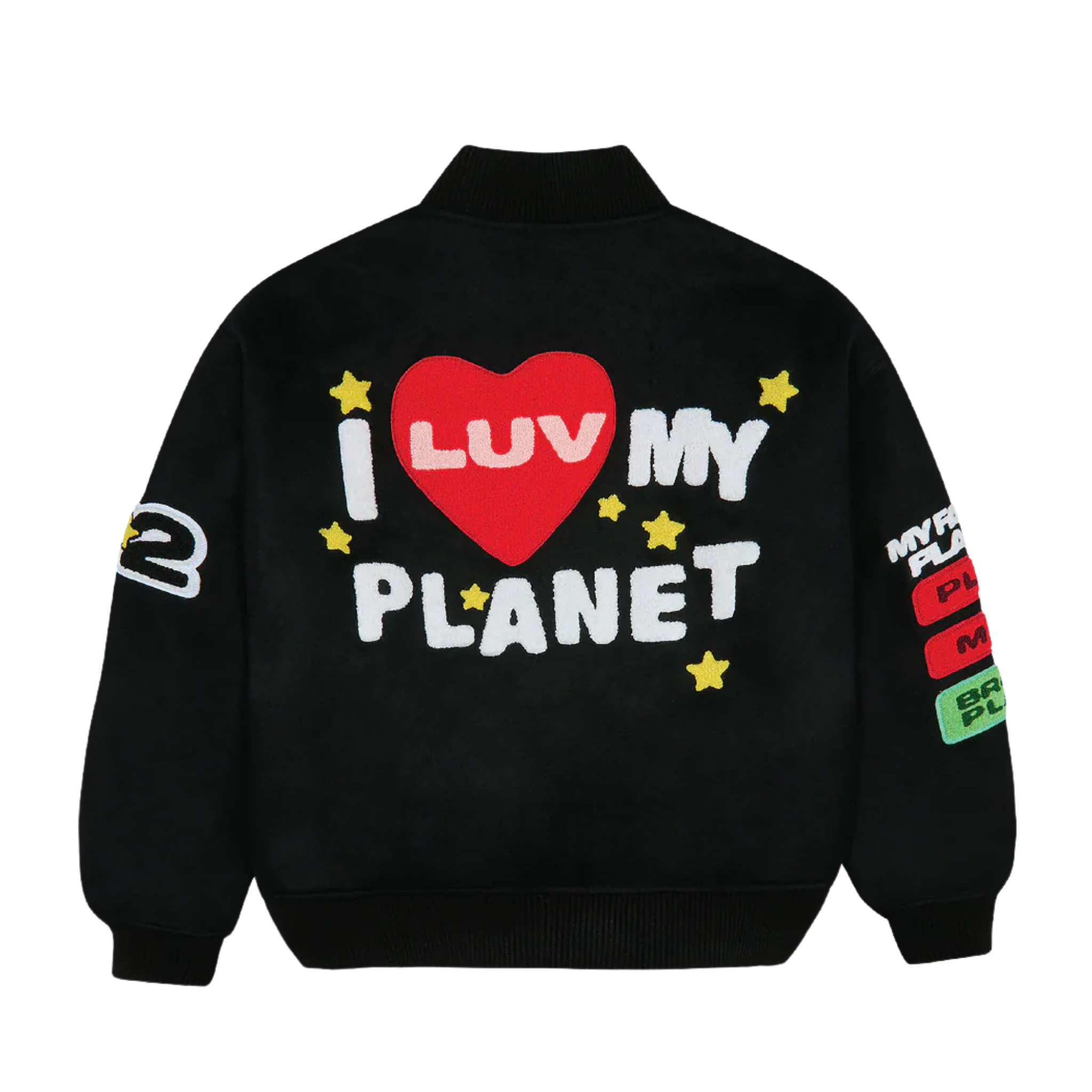 Broken Planet Luv My Planet Varsity Jacket Midnight Black