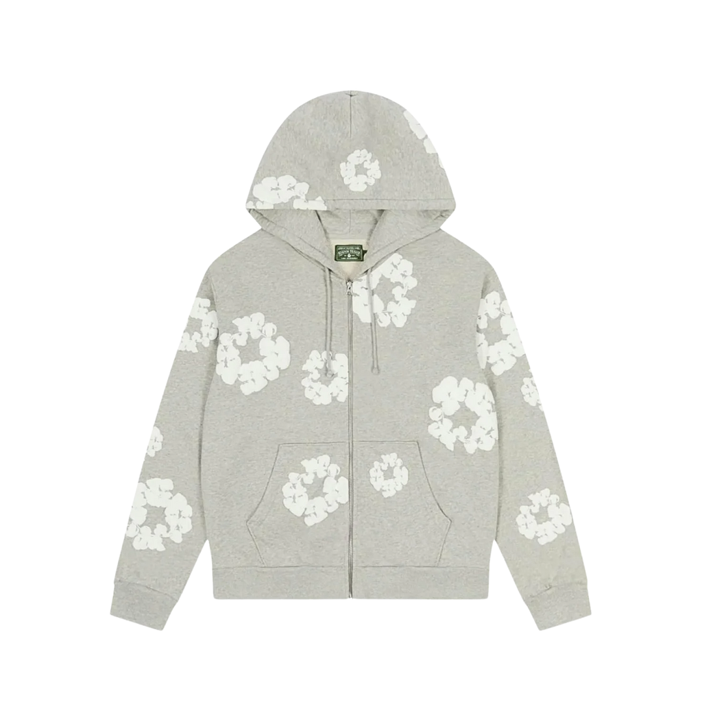 Denim Tears Cotton Wreath Zip Hoodie Grey
