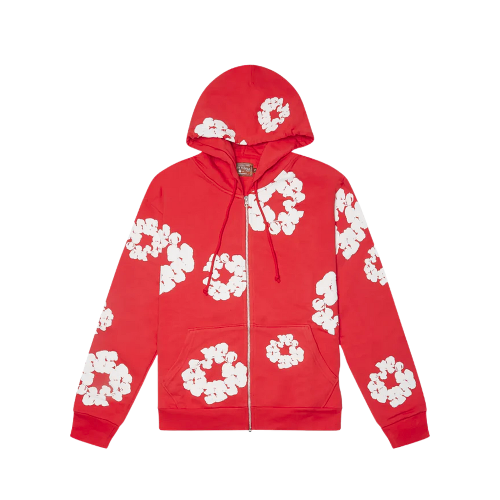 Denim Tears Cotton Wreath Zip Hoodie Red