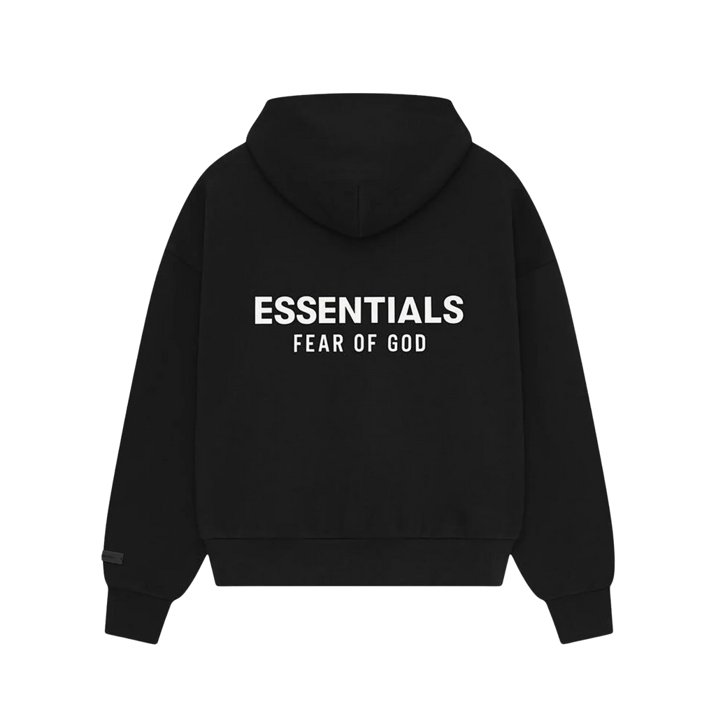 Fear of God Essentials Classic Fit Fleece Hoodie Jet Black (SS25)