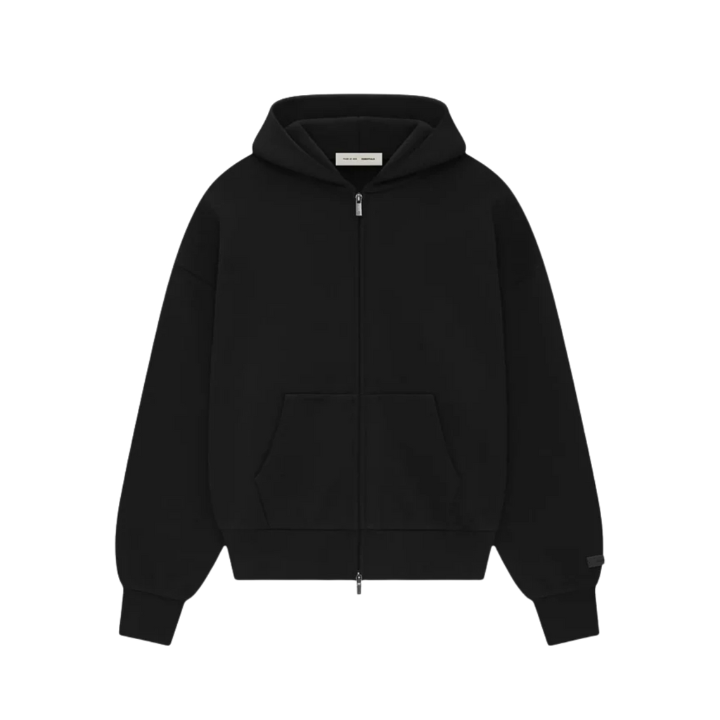 Fear of God Essentials Classic Fleece Zip-Up Hoodie Jet Black (SS25)