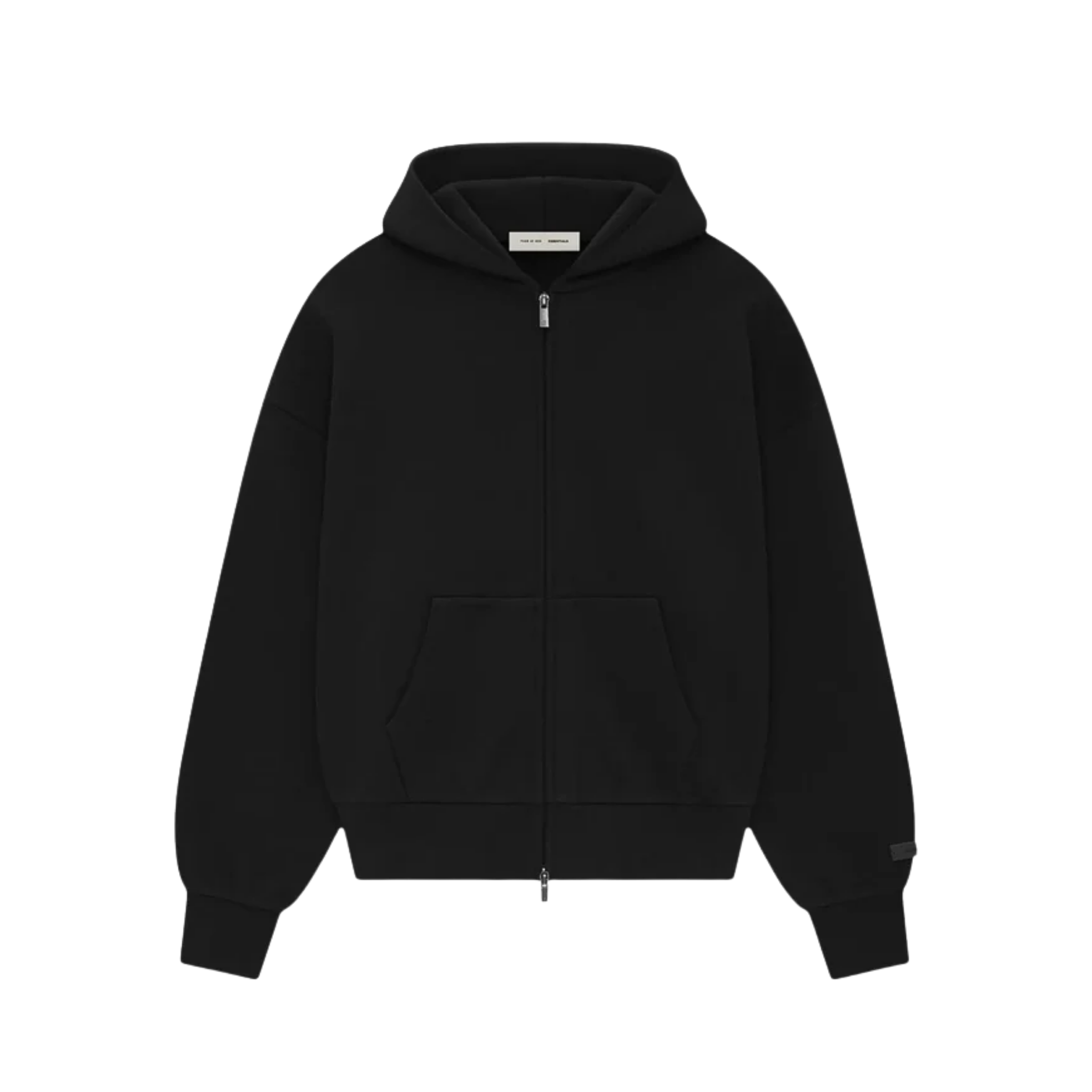 Fear of God Essentials Classic Fleece Zip-Up Hoodie Jet Black (SS25)